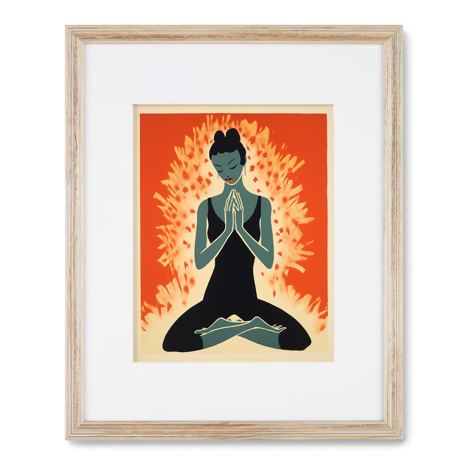 A Stannie & Lloyd framed art print of a woman in yoga pose named Within.