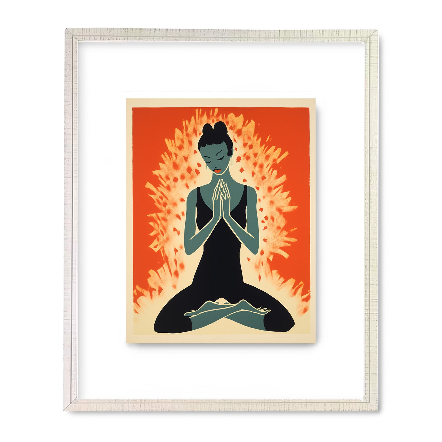 A framed print of a woman in yoga pose, perfect for modern wall art, by Stannie & Lloyd's Within print.