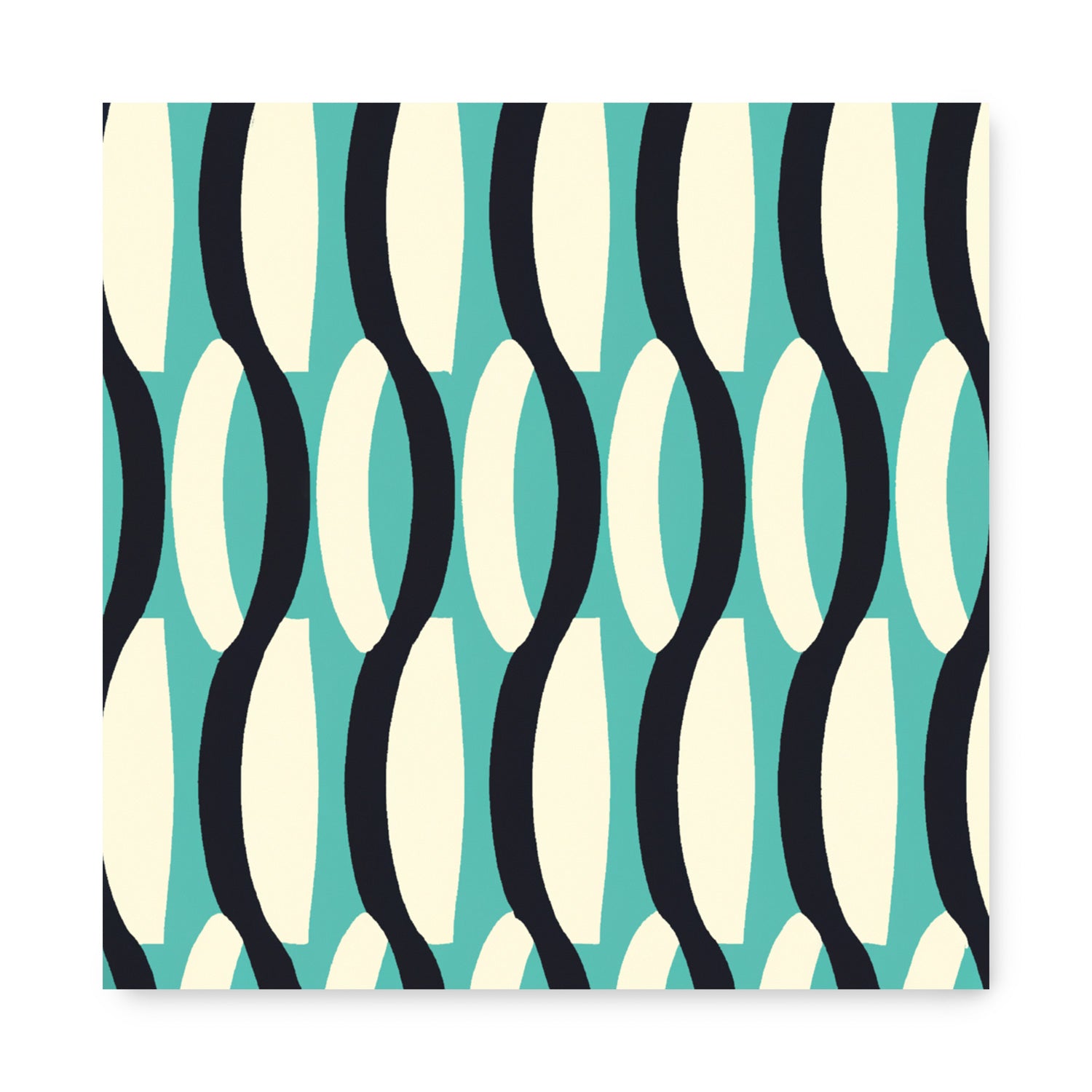 A teal and black geometric pattern on a white background, perfect for art on walls - I'm Only Sentimental on Sundays by Stannie & Lloyd.