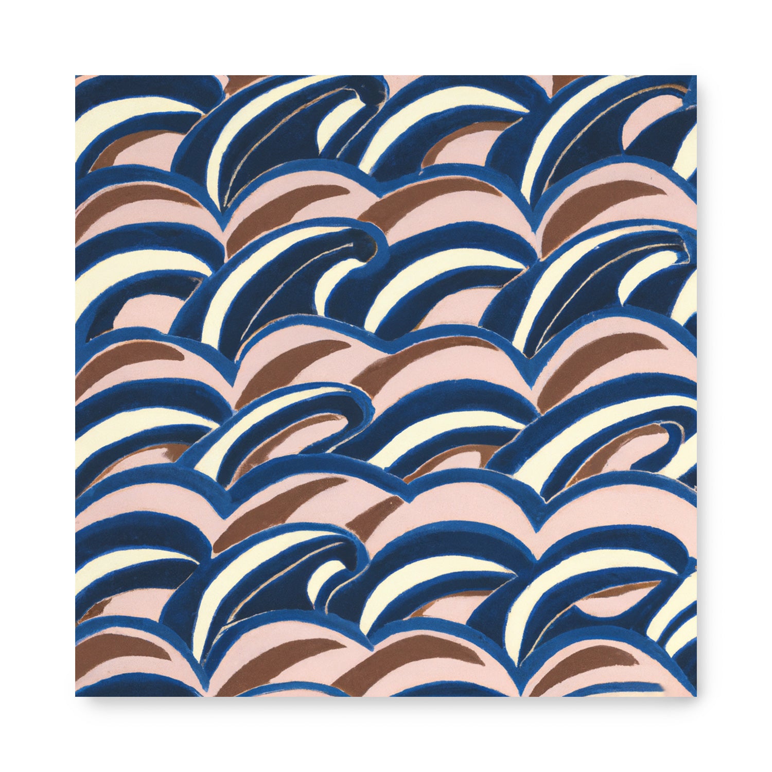 A vintage Neo Waves poster featuring a blue and pink wave pattern on a white background by Stannie & Lloyd.