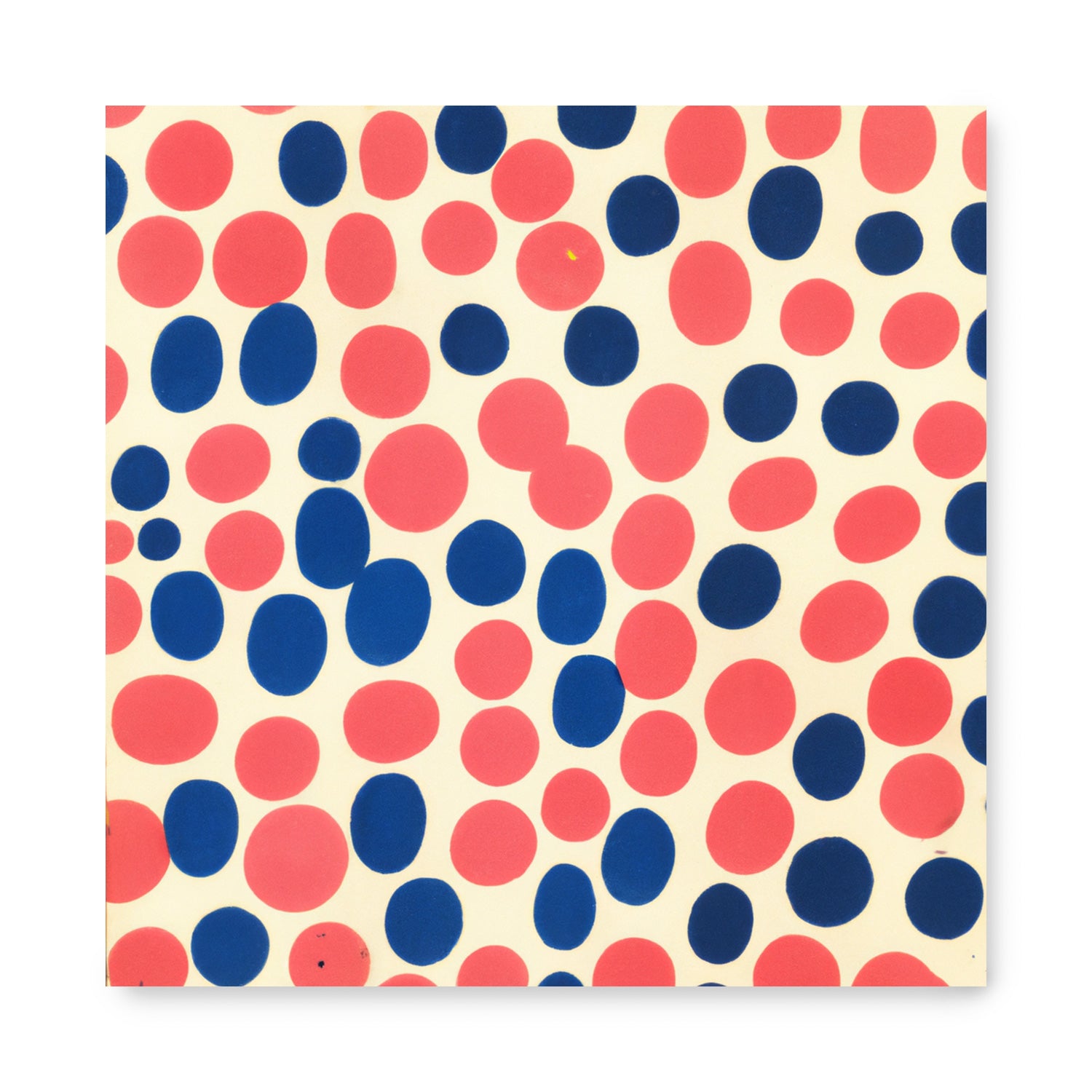 A pink and blue polka dot pattern on a white background brings a touch of vintage charm to your walls with Stannie & Lloyd's Mixed & In the Mix art.