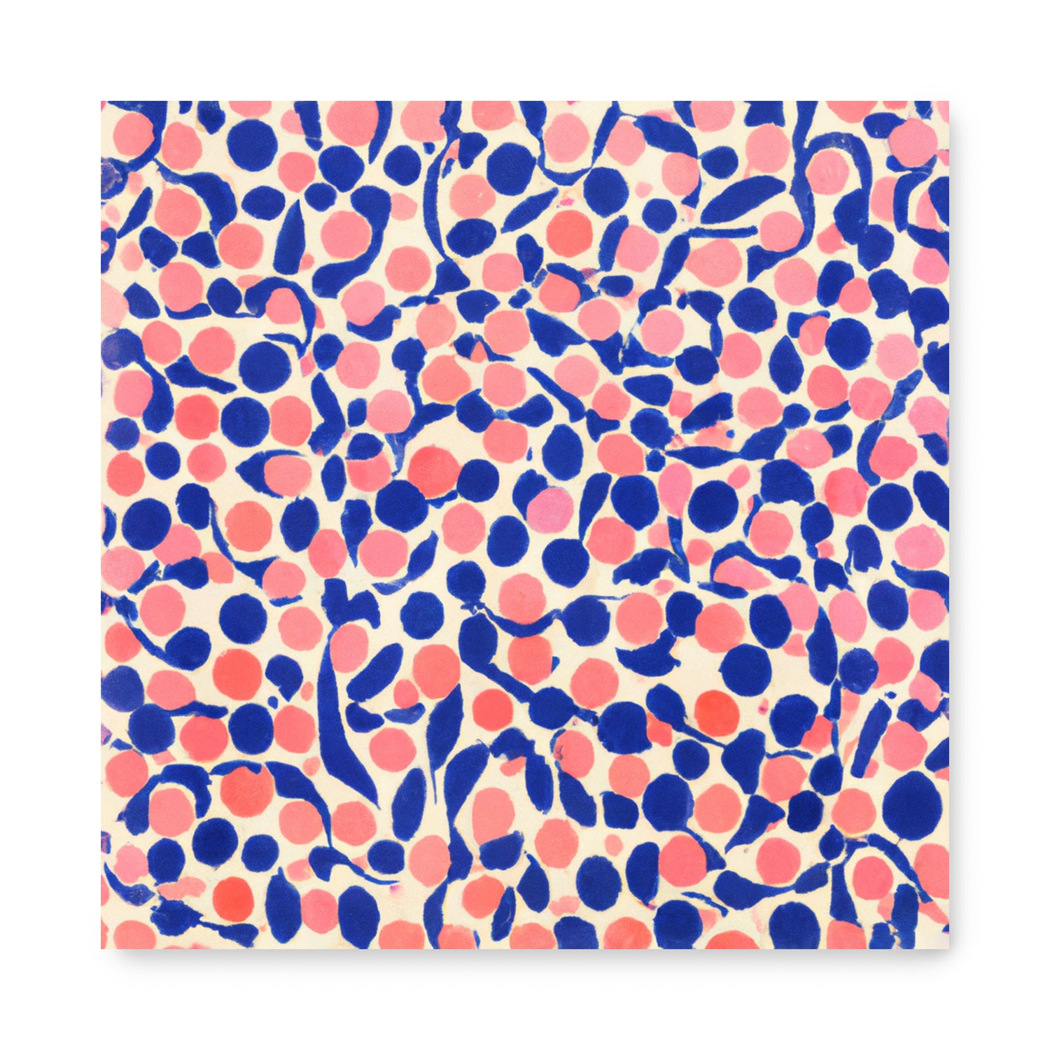 A pink and blue polka dot pattern on a white You're Easy to Think About art and print by Stannie & Lloyd.