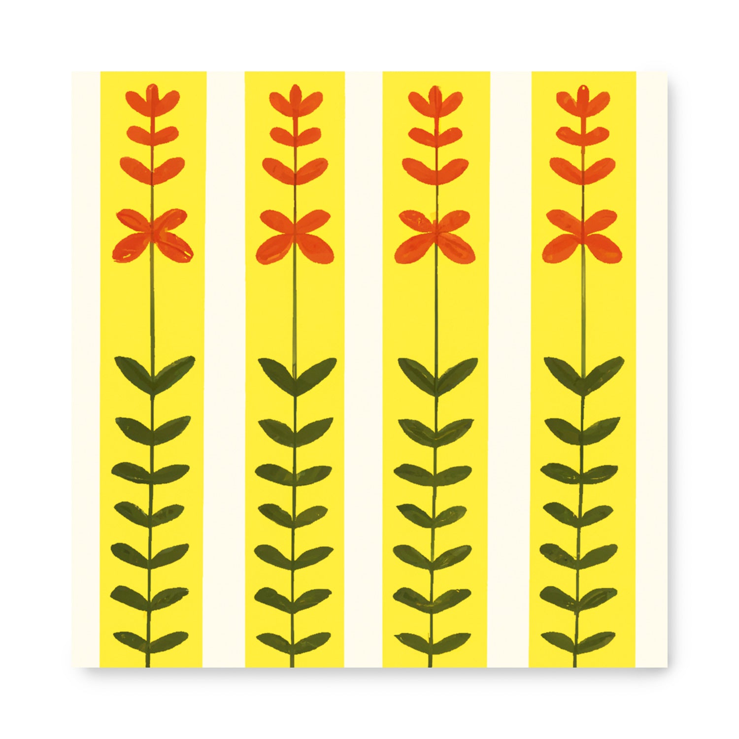 A Jaune 09 vintage poster with a yellow and red floral pattern on a yellow background by Stannie & Lloyd.